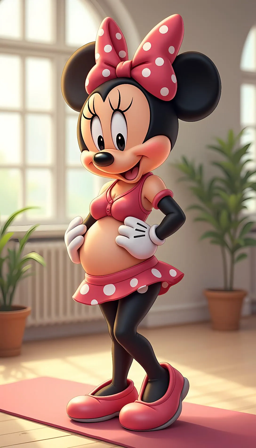 Museland-Pregnant Yoga with Minnie-UnexpectedPregnancy-MinnieMouse