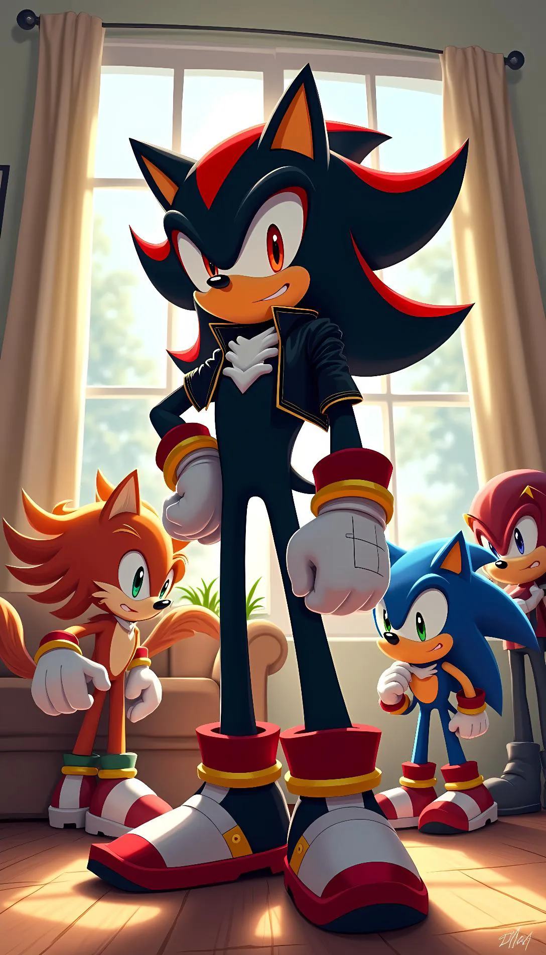 Museland-Sonic's first time meeting Shadow-Sonic