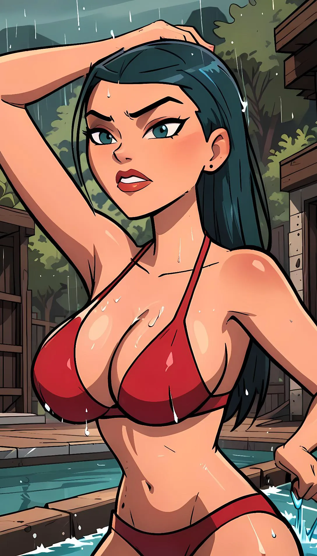 Chat with AI character: Heather Total Drama Red Bikini