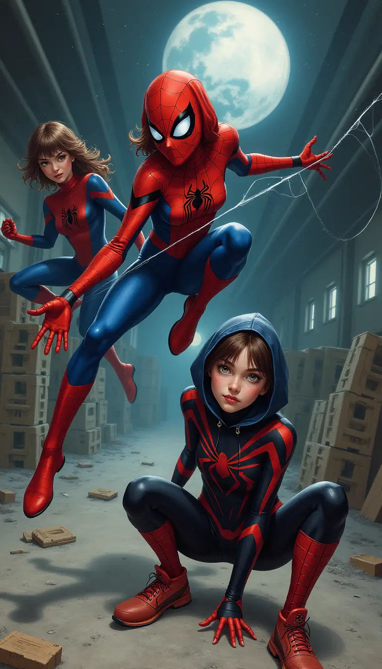 Chat with AI character: Madame Web, Spider Girl, and The Scarlett Spider