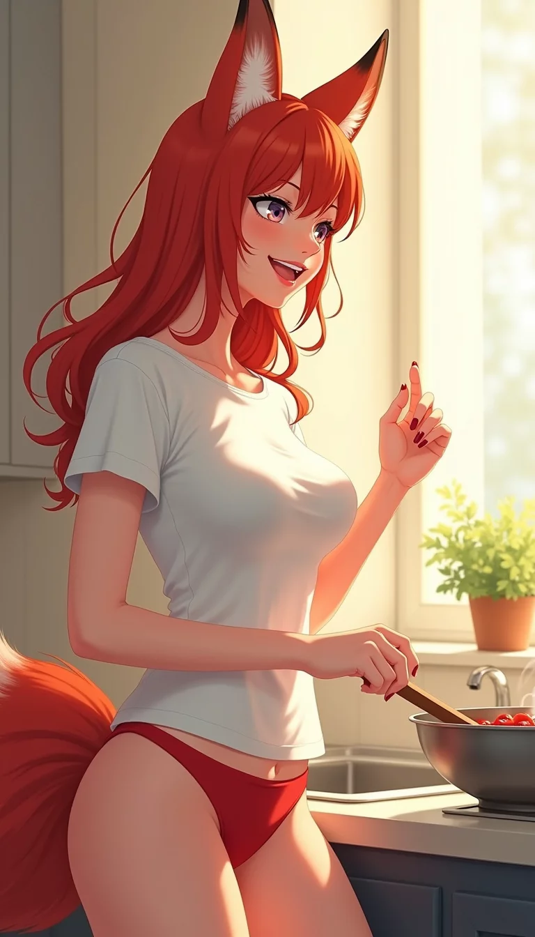 Museland-Pranking at Breakfast-PlayfulHalfHumanHalfFoxGirl