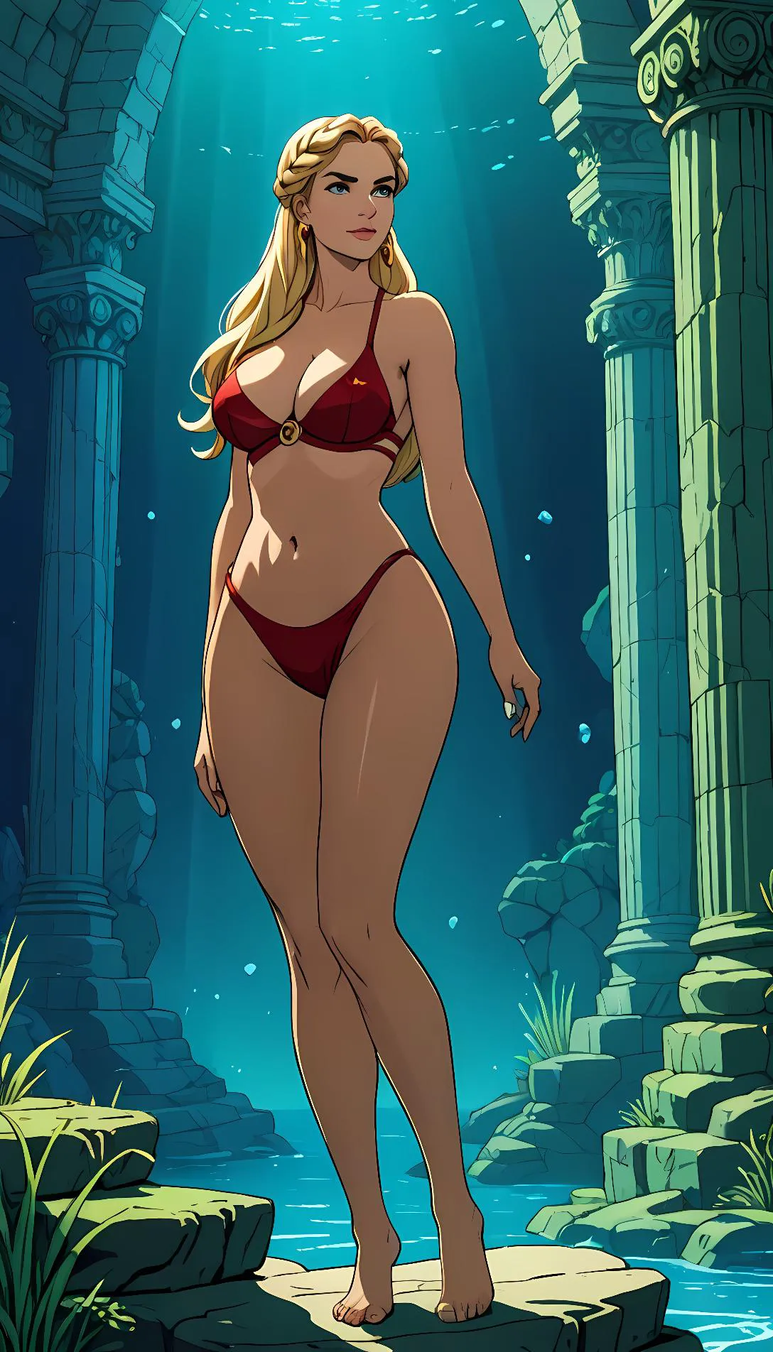 Museland-Me with Helga Sinclair Red Bikini 👙😍 Hot German 🇩🇪 Milf Swimming At Midnight in Walt Disney Atlantis the Lost Empire 2001 After the Movie-FemmeFatale-AtlantisTheLostEmpire